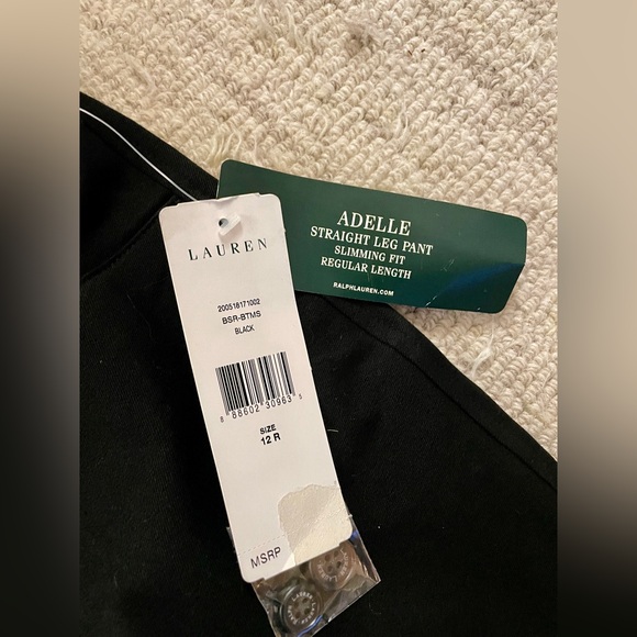 NWT Women’s Size 12R Lauren Ralph Lauren Black Straight Leg Adelle Trousers - Picture 4 of 7